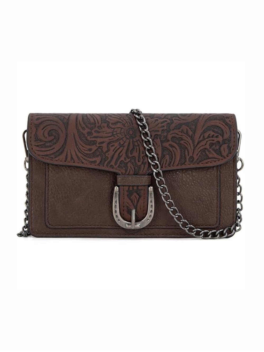 Montana West chocolate color crossbody chain bag